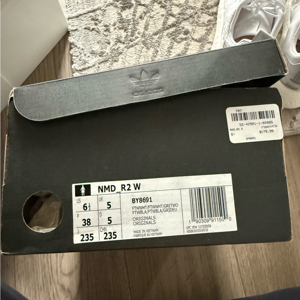 Adidas NMD R2 White Sneakers (Women) - Picture 8 of 9
